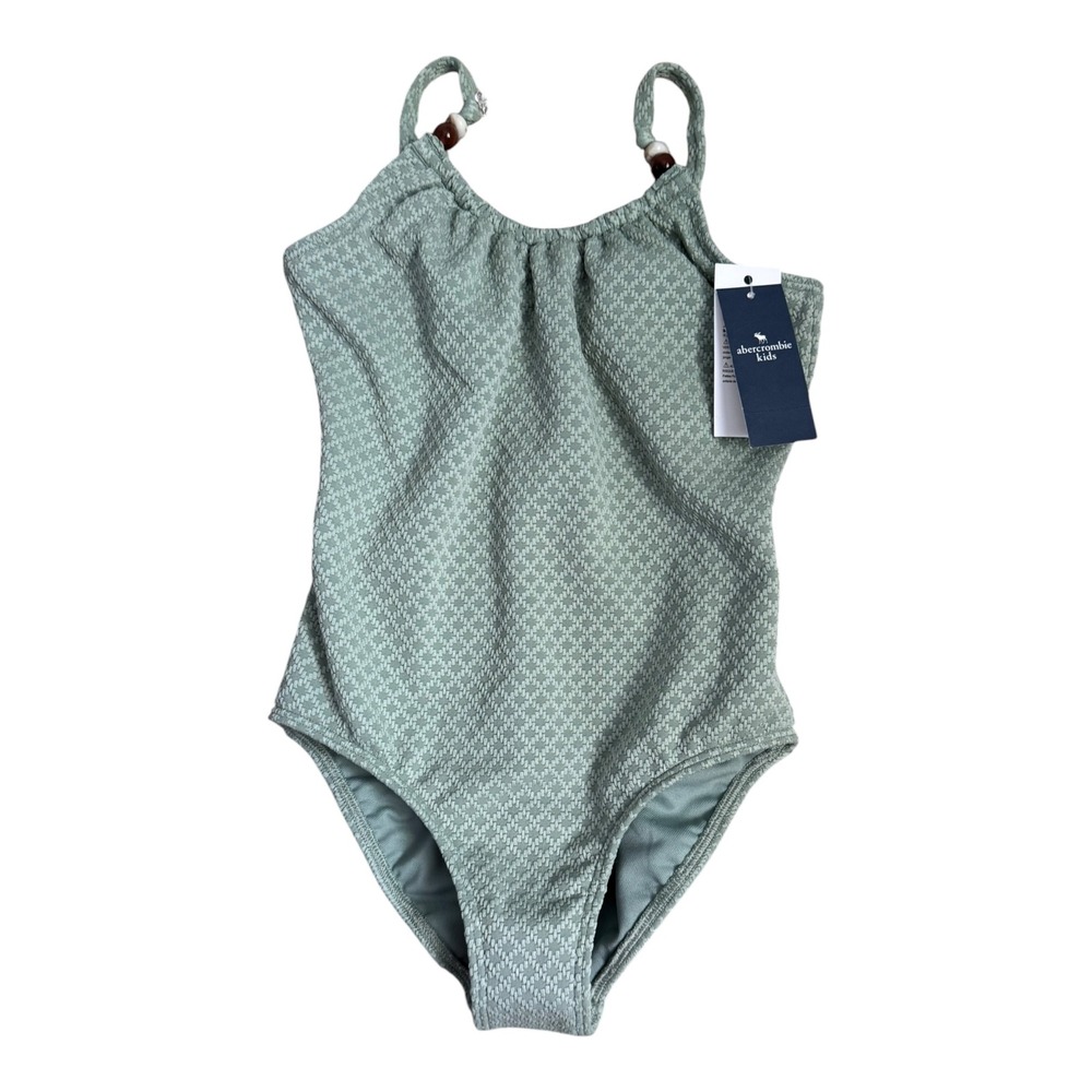 Abercrombie Kids Girls Sage Green Textured One Piece Swimsuit Size 7/8‎ NWT